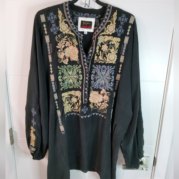 Johnny Was Embroidered Mrunal Long Sleeve Silk Tunic Size XXL - Picture 3 of 15